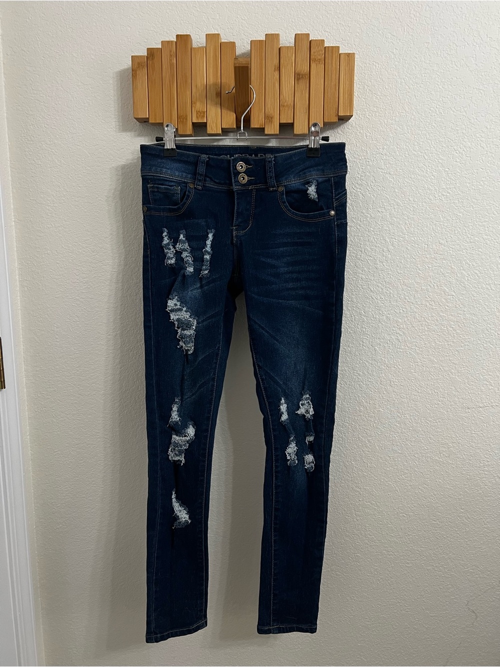 Women’s Skinny Distressed Dark Blue Jeans